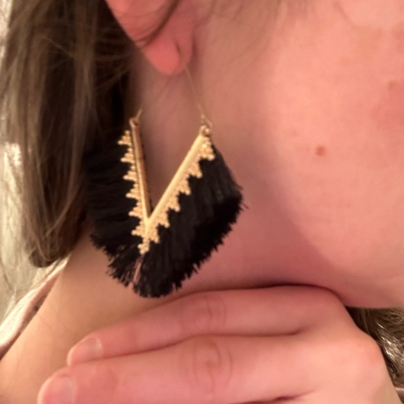 Black Tassle Earrings - Picture 2 of 2